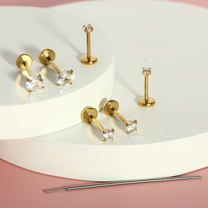 Set di Orecchini in Acciaio Chirurgico <span class=keywords><strong>per</strong></span> Donna, Tragus, Helix, Labret Senza Filettatura, Orecchino <span class=keywords><strong>per</strong></span> Cartilagine 18G, Orecchino a Lobo Piatto, Aretes De <span class=keywords><strong>Piercing</strong></span> - Product Image 6