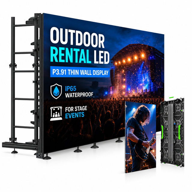 Outdoor LED Thin Wall Display P3.91 for Concert Stage Event Backdrop IP65 Waterproof 4000cd Brightness Sunlight Readable LED