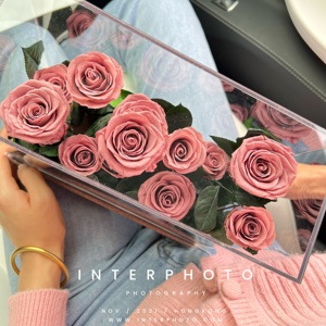 EVERY LOVE New Burnt Brown Rose Manor Immortal Rose Acrylique Boîte ODM-OEM Acrylique Fleur Vitrine Boîte pour Petite Amie - Product Image 4