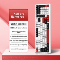 Clavier mécanique sans fil K98PRO à trois modes, personnalisable, échangeable à chaud, pour le gaming, avec touches RGB tricolores gravées latéralement, étanche