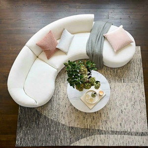 Moderne Vintage Lederen L-Vorm Sectionele Met Ronde Hoekvloer Sofa Woonkamer Banken U Vorm Gebogen Banken Set Voor Dorp - Product Image 5