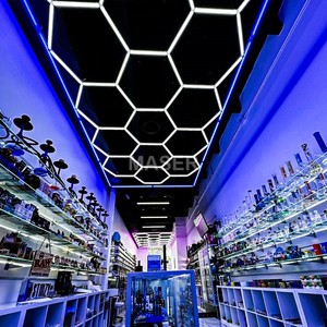 Hexagon Lights Plafonnier LED Work Light 6500K Honeycomb Light avec bordure bleue rouge verte pour <span class=keywords><strong>Garage</strong></span> Gym Store 15 Grid System - Product Image 3