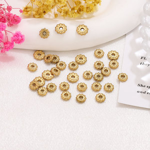 Entretoises de roue dentée 6mm 7mm |   Perles rondes en acier inoxydable plaqué or 18K PVD pour la fabrication de bijoux, bracelets et colliers DIY - Product Image 2