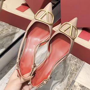 Sandales à talons hauts de luxe pour femmes, en cuir véritable, à bout pointu, respirantes et confortables pour l'été en extérieur - Product Image 1