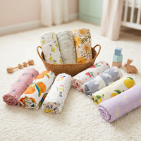 Couverture d'emmaillotage pour bébé en mousseline tricotée 47 pouces, 70% bambou 30% coton, 40 fils, double gaze, toutes saisons, impression numérique du fabricant