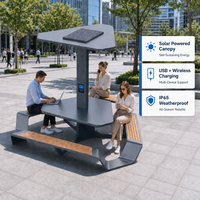 Banc solaire extérieur pour parc public, mobilier urbain, OEM personnalisé, banc à chargement solaire intelligent, vente en gros