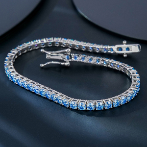 Hip Hop 925 Silver Jewelry <b>Diamond</b> Hand <b>Chain</b> 2mm 3mm Vvs Round Brilliant Cut Klein Blue Moissanite Mossanite Bracelet for <b>Men</b> - Product Image 1