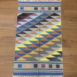Eco Friendly Handwoven Multi Color Cotton Dhurrie <b>Rug</b> Decorative Flat Weave <b>Rug</b> for Indoor <b>Spaces</b> - Product Image 1