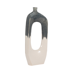 Vaso in Ceramica Curvo con Ritagli, Design Bicolore per Arredamento Soggiorno, Camera da Letto, Ufficio - Product Image 3