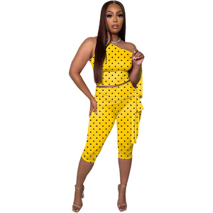 Nuovo Completo Estivo da Donna: Top Asimmetrico con Stampa a Pois e Pantaloni, Set di 2 Pezzi Casual e Sexy - Product Image 5