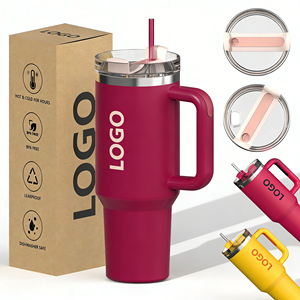 Mug à café isotherme à double paroi en acier inoxydable, grande capacité, avec logo personnalisé, anti-fuite, pour l'extérieur, 20-40 oz, avec poignée - Product Image 2