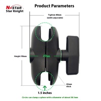 Support de tablette industrielle 201U-B N-STAR 1,5 pouce avec ventouse pour voiture, chargeur et réglage universel, pince articulée de 9 cm pour