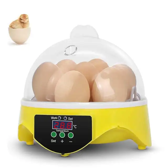 चिकन खेत उपकरण स्वत: प्लास्टिक 7 अंडे इन्क्यूबेटरों हैचर छोटे अंडे इनक्यूबेटर अंडे सेने की मशीन
