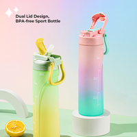 Logo personnalisé givré fantaisie unique Fournisseur de bouteille d'eau en plastique de 750ml avec bouchon à rabat en paille