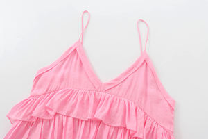 QSY 2025 Spaghetti Strap Front R Ffle Color Rosa Venta caliente Cas Al Fashion Tank Top para mujer - Product Image 3