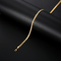 Ensemble de bijoux minimaliste pour femmes, 925 bracelet en argent sterling, plaqué or, chaîne en feuilles d'or, collier à maille plate, chaîne prime