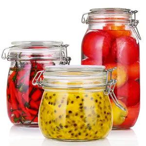 Mini barattoli di vetro ermetici a prova di perdite di grandi dimensioni con coperchio contenitore per alimenti in vetro barattoli per la conservazione degli alimenti bottiglia di marmellata di vetro