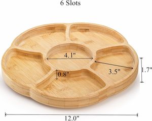 Khay chia Tre 6 khe, đĩa khai vị tròn 12 "cho đồ ăn nhẹ/trái cây, thân thiện với môi trường - Product Image 2