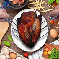 Fourchettes de barbecue en acier inoxydable écologiques, durables, de qualité alimentaire, multi-usages, 2 pièces, pour soulever la dinde, pour le camping en plein air et les barbecues