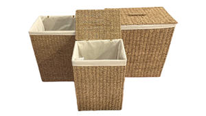 Cesto de Ropa Tejido a Mano con Hierba Marina Natural, con Forro Extraíble y Asa, Organizador de Ropa para Baño y Dormitorio - Product Image 3