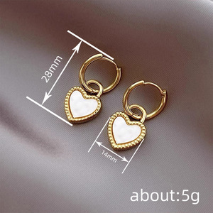 Orecchini Pendenti a Cuore in Smalto Romantici per Donne, Elegante Regalo di San Valentino, Gioielli alla Moda - Product Image 5