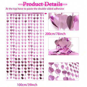 Paillettes metallizzate rosso rosa oro con frangia a forma di <span class=keywords><strong>cuore</strong></span> stelle filanti per feste sfondo tende per la decorazione di san valentino - Product Image 4