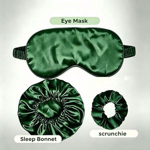 Care Custom Logo Luxury Satin Silk <b>Sleep</b> 3Pcs Comfortable Soft Bonnet Scrunchie Breathable Eye <b>Mask</b> Set - Product Image 2