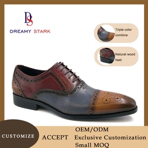 Chaussures de mariage formelles pour hommes en cuir véritable de luxe vintage de haute qualité, faites à la main, à trois couleurs, avec logo personnalisé - Product Image 6
