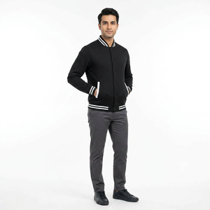 Custom varsity jacket with <b>leather</b> sleeves and embroidery support personalized logo manufacturing for bulk buyers - Product Image 1