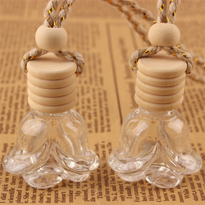 Sıcak satış ahşap asılı araba koku yayıcı 6ml 8ml 10ml kare kap bej halat araç parfüm şişesi - Product Image 6