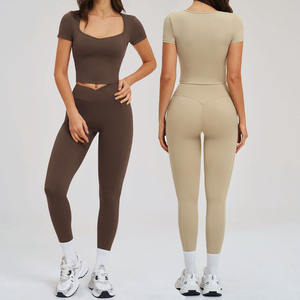 Conjunto de Yoga para Mujer Naked Felling, Camiseta Transpirable de Fitness, Leggings de Alta Elasticidad con Control de Abdomen, Ropa Deportiva para Entrenamiento - Product Image 1