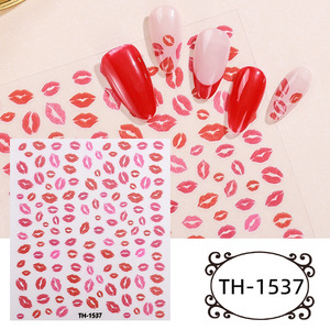 Hot Sale Basic Universal <b>Red</b> <b>Glitter</b> 3D Love Heart Nail Decal Waterproof DIY Nail Art Decoration Accessories - Product Image 2