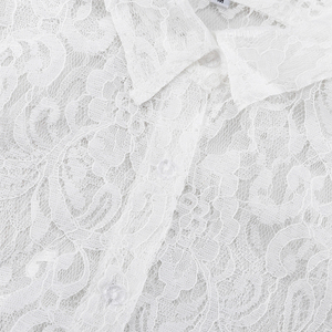 Completo Estivo Sexy da Donna in Due Pezzi: Top Trasparente Bianco con Maniche a Fessura e <span class=keywords><strong>Pantaloni</strong></span> Foderati in Pizzo - Product Image 6