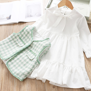 Otoño dulce chicas ropa vestido de chaleco de traje de manga larga vestido de dos piezas traje para niñas - Product Image 3