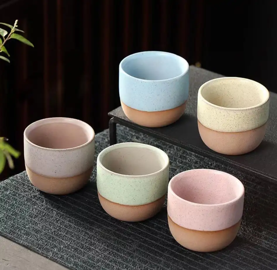 Cangkir kopi keramik gaya Jepang porselen kustom dapat digunakan kembali warna Matte cangkir susu teh Mug berwarna tembikar kasar