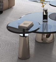 Table basse de salon WISEMAX, style moderne et luxueux, en métal, avec plateau en acier inoxydable