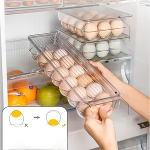 21 Grids Refrigerator Organizer Eggs Dispenser Fresh Preservation Egg Tray Containers Transparent Egg Storage Box