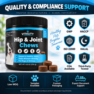 Compléments alimentaires à mâcher pour chiens seniors, pour le soutien des articulations, du cartilage et de la mobilité, avec glucosamine, MSM et curcuma — Service OEM en marque blanche - Product Image 6