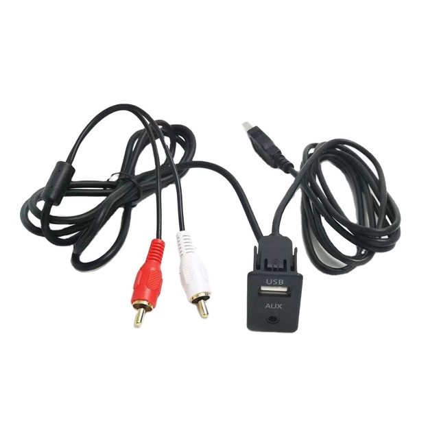 Universal PVC Jacketed Copper Conductor Non-shielded RCA Audio Extension Cable for Car AUX USB+2RCA Panel Mount Connection