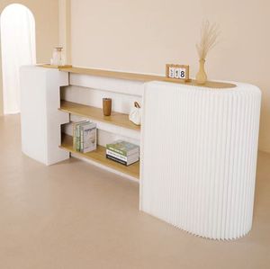 Nuevo Mostrador de Recepción Plegable Portátil en Forma de Arco Circular Blanco, Hecho de Papel, para Oficina y Exposiciones - Product Image 3