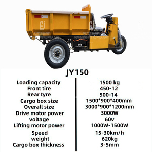 JINYE Elétrico Três Rodas Triciclos Dump Truck Carga Agrícola 1.5tn Mineração <span class=keywords><strong>Dumper</strong></span> - Product Image 4