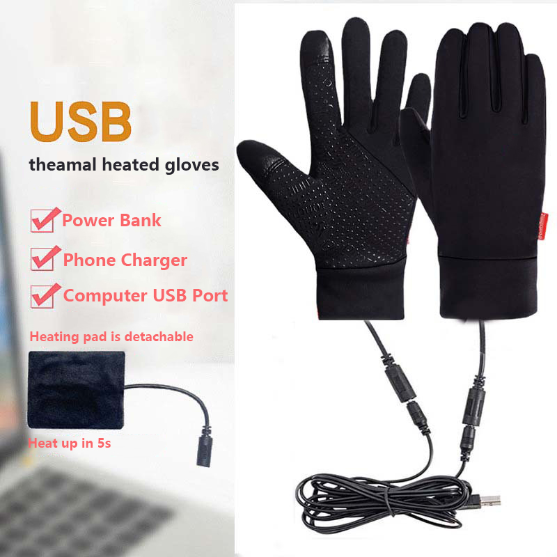Noir (Gants chauffants USB)