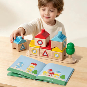 <span class=keywords><strong>Jeu</strong></span> d'architecte Montessori : Blocs de construction, cartes de défi, jouets éducatifs pour enfants, puzzle d'empilage pour le développement de la pensée spatiale - Product Image 3
