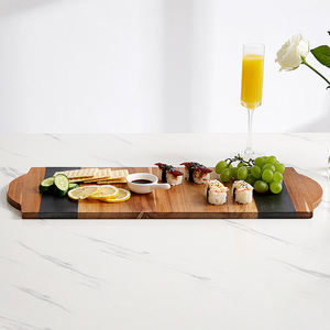 Tabla de Cortar de Madera de Acacia y Piedra Pizarra Natural para Cortar Queso, Fruta, Charcutería, Tabla De Cortar Schneidebrett - Product Image 2