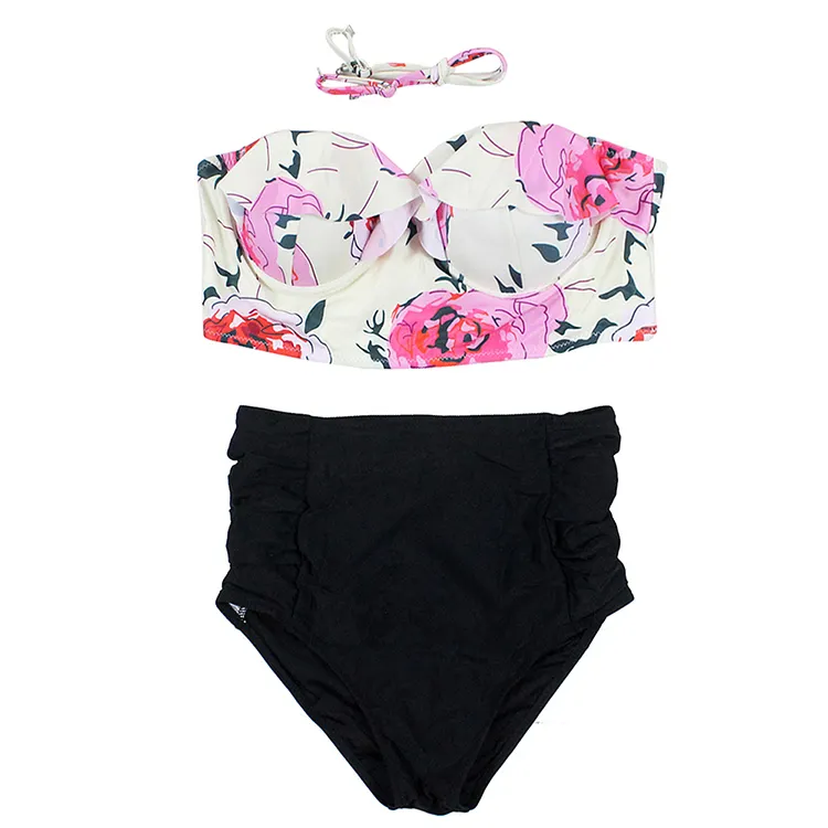 New Arrival Women High Waist Bikini Underwire Plus Size S-4XL Printed Swimwear