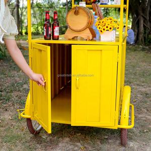 Carrito de Mercado Nocturno Callejero, Puesto de Bebidas Frías al Aire Libre con Ruedas, Puesto de Comida Pequeño, Puesto de Helados Móvil Portátil, Carrito de Café - Product Image 4