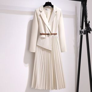 Abito Formale Elegante a Maniche Lunghe con Pieghe, Vestito Monocolore per Ufficio, Abito Professionale <span class=keywords><strong>da</strong></span> Donna, Lunghezza Midi, Casual - Product Image 2