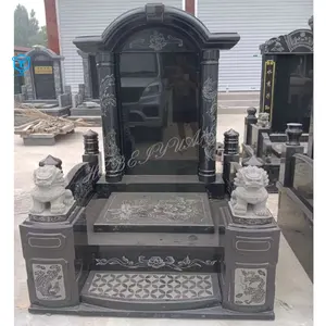 YUANJU Chinese Style Cemetery New Design Natural Granite Stone Carved Large Headstones For Sale