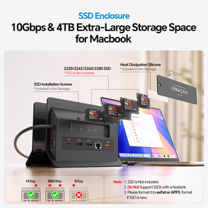 Base de Conexión PULWTOP para <span class=keywords><strong>MacBook</strong></span> con Dos Monitores, 2 HDMI 4K60Hz, USB A/C 10Gbps, PD, Ethernet para <span class=keywords><strong>MacBook</strong></span> Pro <span class=keywords><strong>Air</strong></span> M3 M4 - Negro - Product Image 6