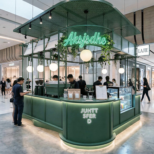 Vitrine en verre LED personnalisée, bar à expresso, station de café gourmet, comptoir de service, design pour boulangerie-café - Product Image 3